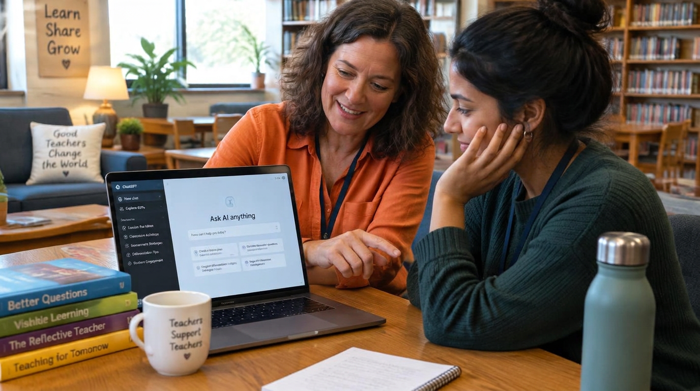 Mentoría entre profes explorando un asistente de IA